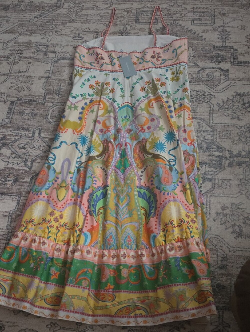 NWT ANTONIO MELANI Multicolor Paisley-Floral Spaghetti-Strap Dress Womens Sz 14 - Picture 6 of 10